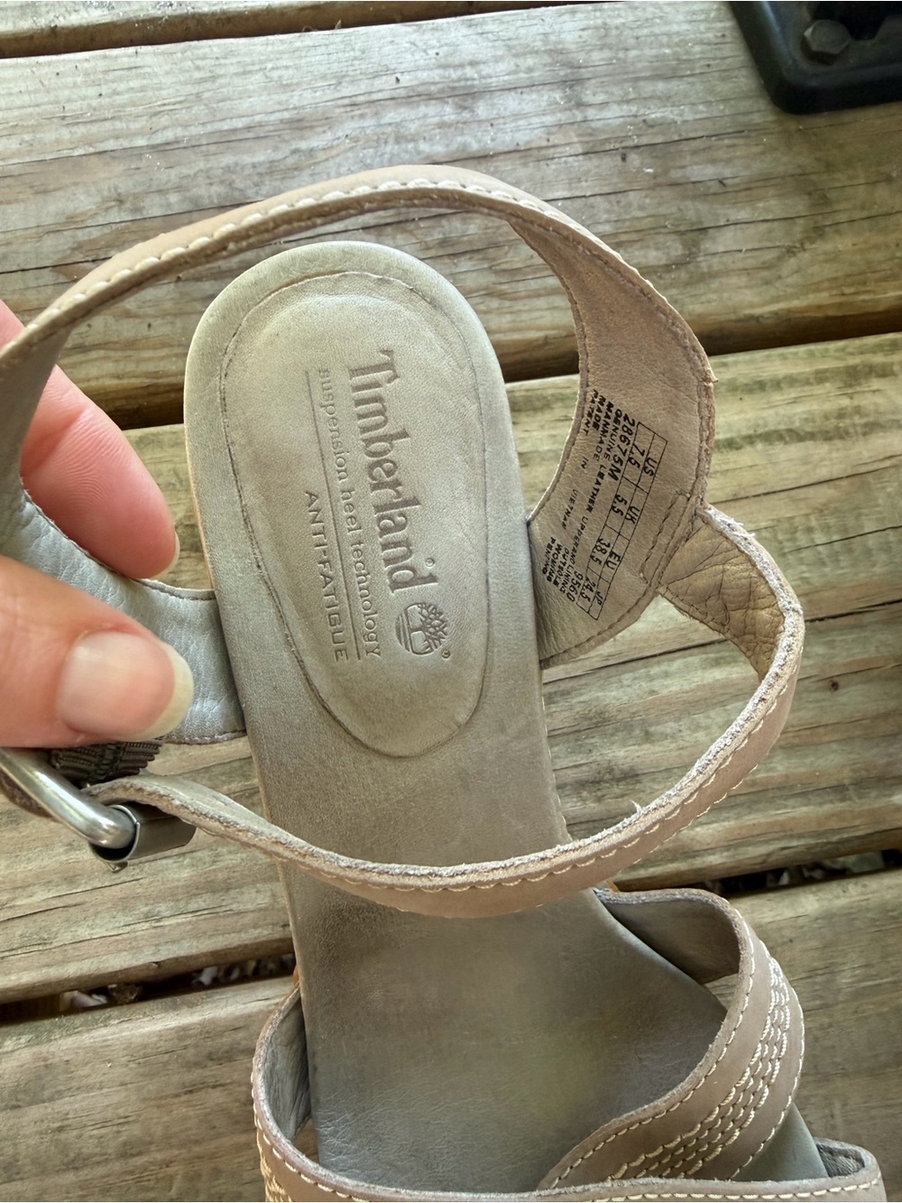 Timberland Women’s Taupe Strappy Buckle Heels Size 7.5 - Picture 3 of 9